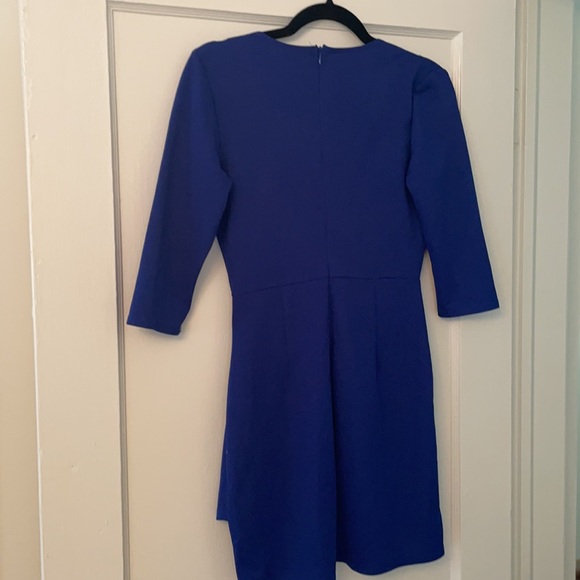 Long sleeve v neck blue dress - Picture 3 of 3